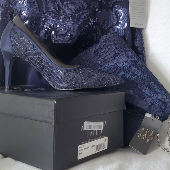 Tadashi Shoji Alvaro (navy) embroidered lace evening gown size 6 - Picture 10 of 10